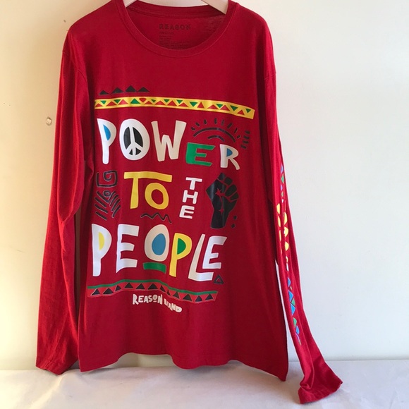 Reason brand Other - Reason brand Sz Medium Tee red cotton long sleeves Power to the People graphics